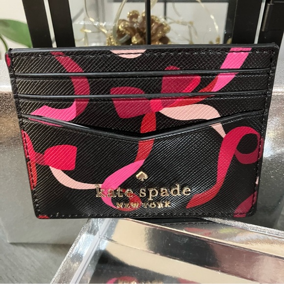 Kate Spade Black and Pink Card Holder with Gold Keychain Gift Set - Picture 3 of 4